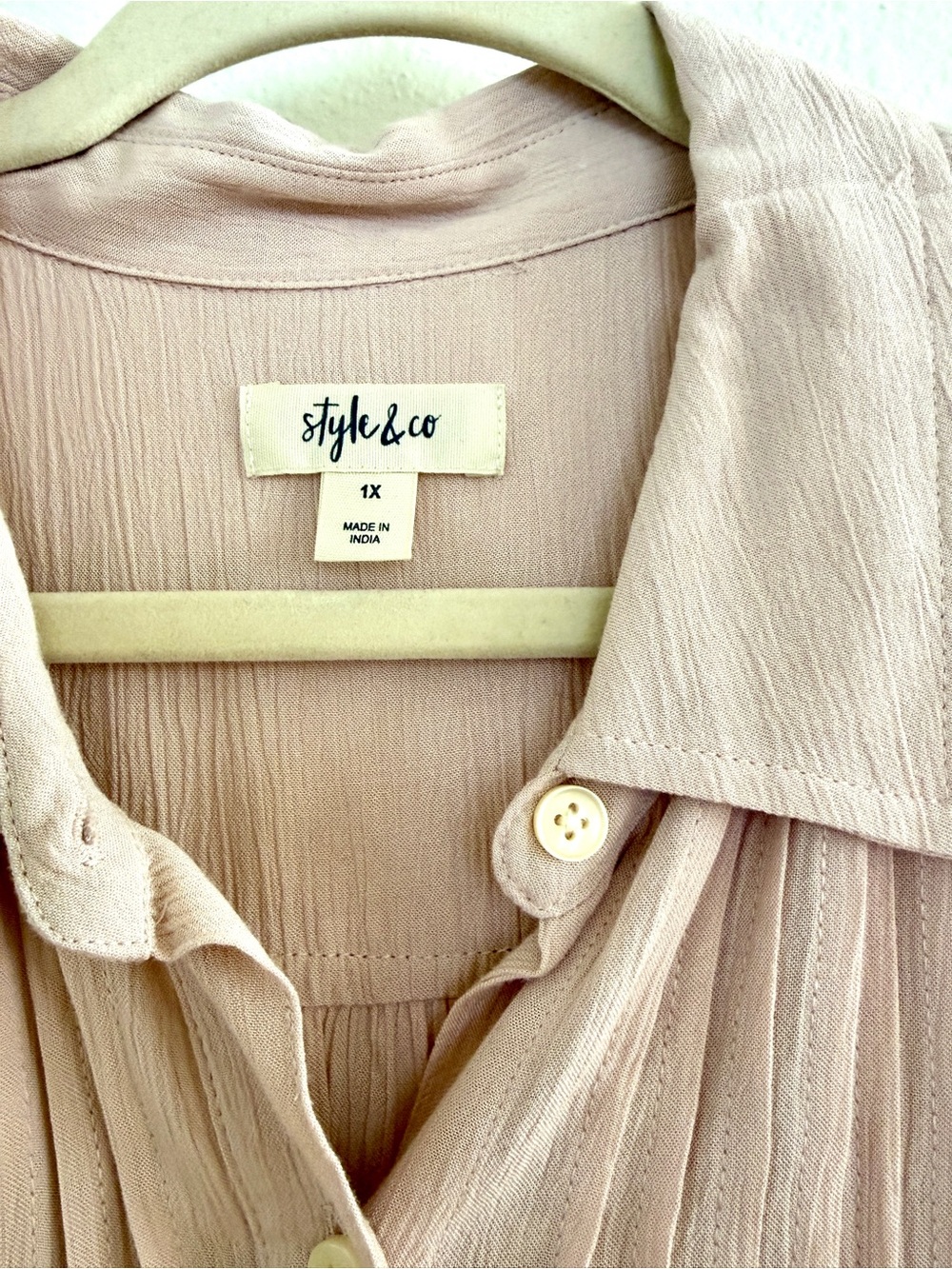 Style & Co. Soft Blush Button-Down Pintuck Blouse - Picture 2 of 5